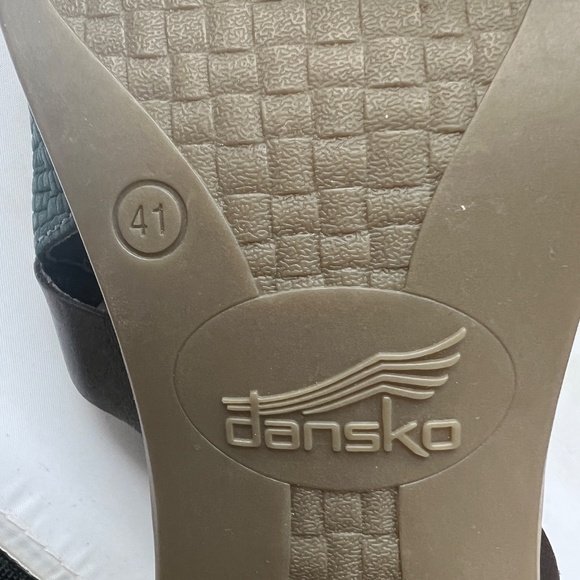 DANSKO DOMINIQUE Sandals Teal Leather& Suede T Strap Size 41 US 10.5 - 11 - Picture 10 of 11